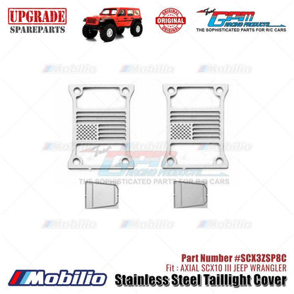 GPM Part #SCX3ZSP8C Stainless Steel Taillight Cover Accessories Axial SCX10 III Jeep Wrangler