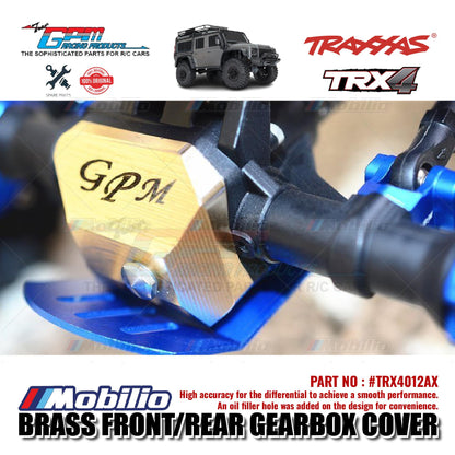 GPM Part #TRX4012AX Brass Front/Rear Gearbox Cover for Traxxas TRX4 Crawler Car