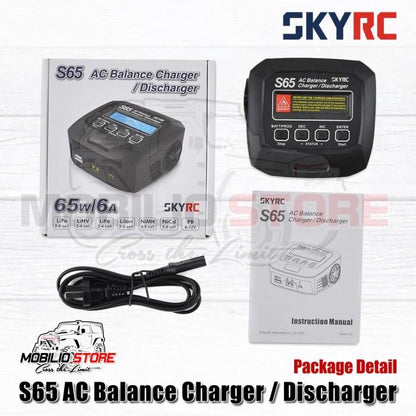 Pengisi Daya Penyeimbang AC SkyRC S65 Pengosong Daya 65W 6A Baterai LiPo 2-4S NiMh