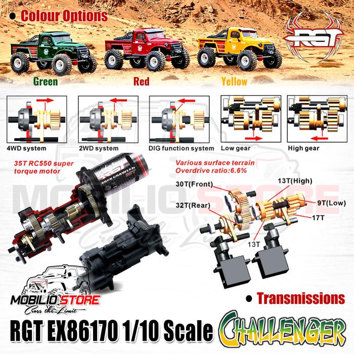 RGT EX86170 Challenger 1/10 Skala 2.4G 2-Kecepatan FWD/4WD Mobil RC Crawler