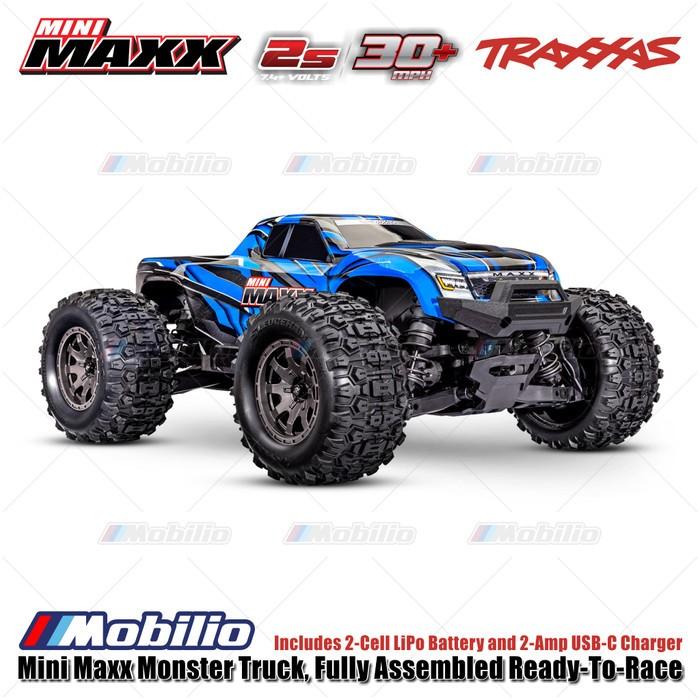 Traxxas 107154-1 Mini Maxx Monster Truck Rakitan Lengkap Brushless Siap Balap (RTR) Termasuk Baterai &amp; Charger Kecepatan 30+ mph Penggerak 4WD Tahan Air Sistem Radio TQ 2.4 GHz
