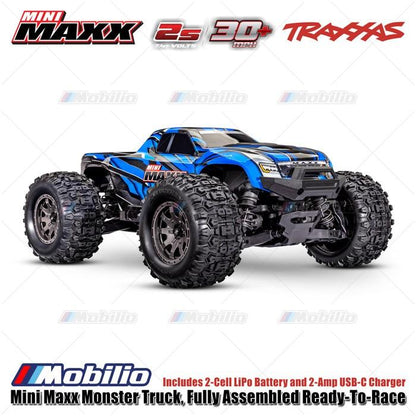 Traxxas 107154-1 Mini Maxx Monster Truck Rakitan Lengkap Brushless Siap Balap (RTR) Termasuk Baterai &amp; Charger Kecepatan 30+ mph Penggerak 4WD Tahan Air Sistem Radio TQ 2.4 GHz