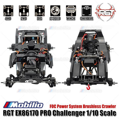 RGT EX86170 PRO Challenger 1/10 2.4G 4WD Mobil RC Brushless Rock Crawler Petualangan Off-Road