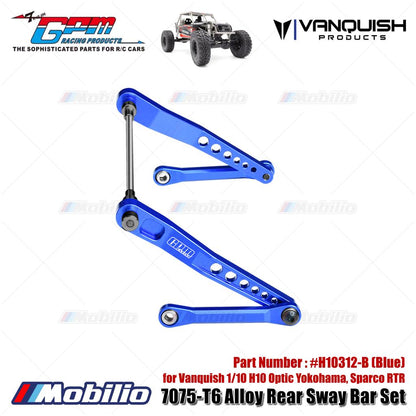 GPM Part #H10312 7075-T6 Alloy Rear Sway Bar Set for Vanquish 1/10 H10 Optic Yokohama Sparco RTR