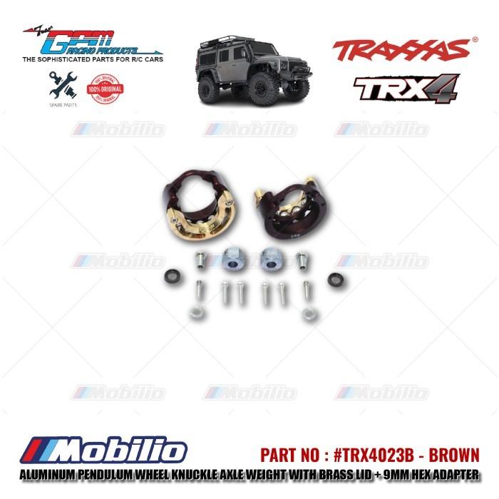 GPM Part #TRX4023B Aluminum Pendulum Wheel Knuckle Axle Weight Brass Lid 9mm Hex Adapter Traxxas TRX-4 TRX-6 Trail Crawler
