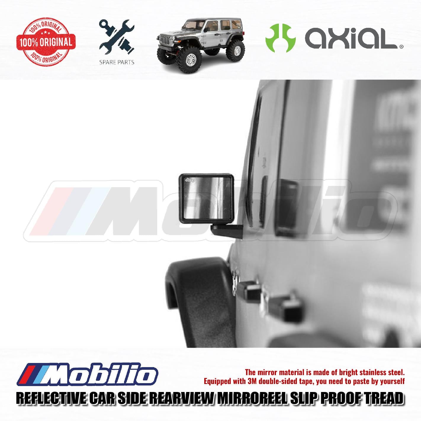 GPM Part #SCX3ZSP4 Metal Reflective Car Side Rearview Mirror for Axial SCX10 III Jeep Wrangler - 2 Pcs