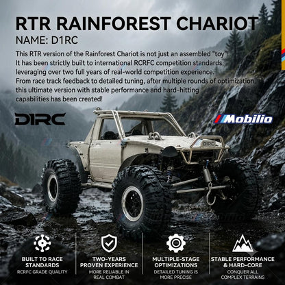 D1RC x RCRFC Ti-Fury RTR R1 Kompetisi Kelas 1/10 Extreme Crawler (Tidak Berwarna + Titanium Mentah) Rainforest Chariot Sudah Terpasang