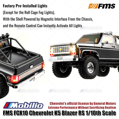 FMS FCX10 Chevrolet K5 Blazer RS ​​1/10 Lisensi Resmi RTR RC Crawler Performa Ekstrem