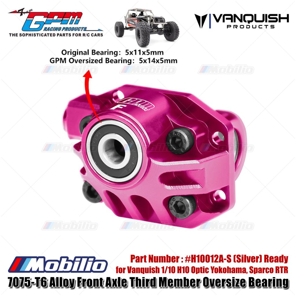 GPM Part #H10012A 7075-T6 Alloy Front Axle Third Member Oversize Bearing for Vanquish 1/10 H10 Optic Yokohama Sparco RTR