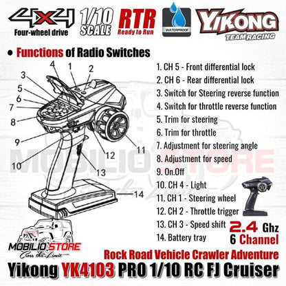 Yikong YK4103 Pro 1/10 RC Rock Road Vehicle Crawler Adventure RTR