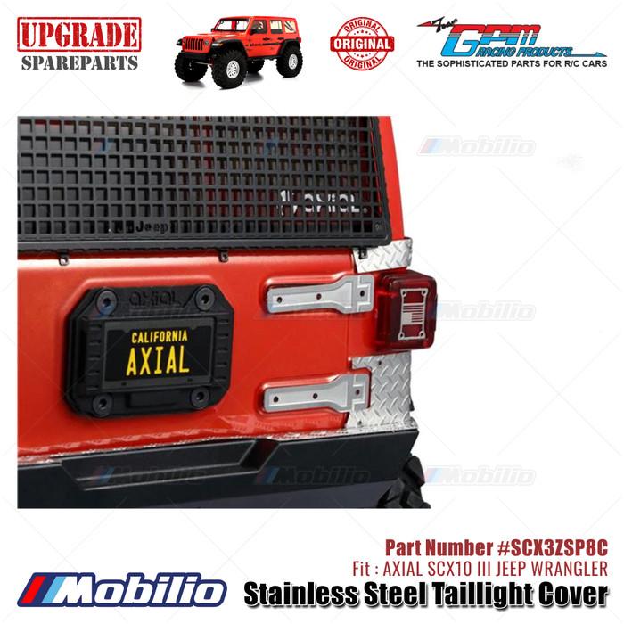 GPM Part #SCX3ZSP8C Stainless Steel Taillight Cover Accessories Axial SCX10 III Jeep Wrangler