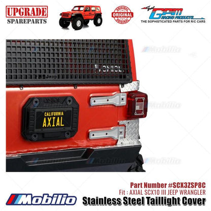 GPM Part #SCX3ZSP8C Stainless Steel Taillight Cover Accessories Axial SCX10 III Jeep Wrangler