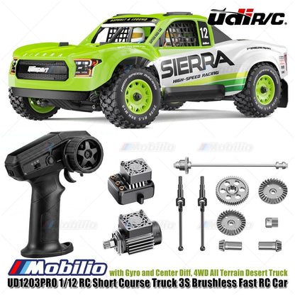 UDIR/C UD1203PRO Sierra 1/12 RC Short Course Truck 3S Brushless Fast RC Car with Gyro and Center Diff 4WD All Terrain Desert Truck RTR