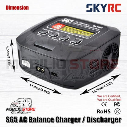 Pengisi Daya Penyeimbang AC SkyRC S65 Pengosong Daya 65W 6A Baterai LiPo 2-4S NiMh