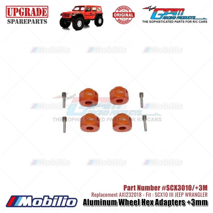 GPM Part #SCX3010/+3M Aluminum Wheel Hex Adapters +3mm Upgrade Axial SCX10 III Jeep Wrangler AXI232018 Replacement  Remote Control