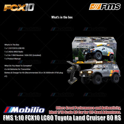 Mobil RC FMS 1:10 FCX10 LC80 Toyota Land Cruiser 80 RS untuk Petualangan Off-Road Crawler