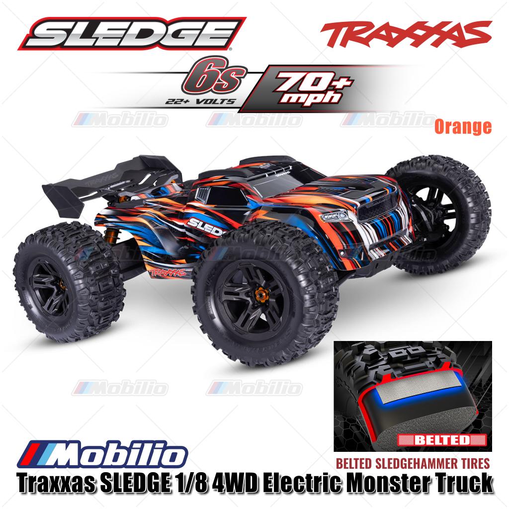 Traxxas 95096-4 SLEDGE 1/8 Truk Rakasa 6s Tanpa Sikat 2.4GHz 4WD RTR TQI TSM Ban Sabuk