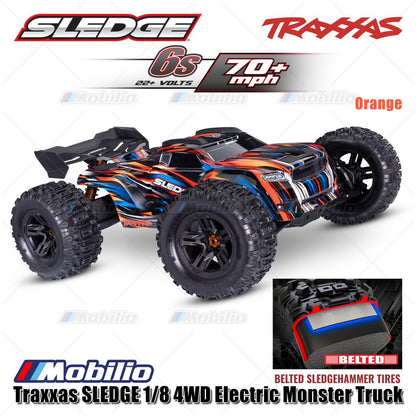 Traxxas 95096-4 SLEDGE 1/8 Truk Rakasa 6s Tanpa Sikat 2.4GHz 4WD RTR TQI TSM Ban Sabuk