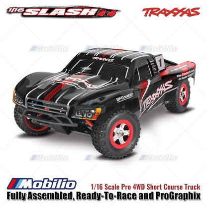 Traxxas 70054-8 Mini Slash 4x4 Skala 1/16 Pro 4WD Short Course Truck Rakitan Lengkap Siap Balap dan Mobil RC ProGraphix Kecepatan Offroad