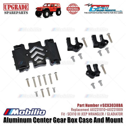 GPM Part #SCX3038BA Center Gear Box Case Skid Plate Mount Axial SCX10 III Wrangler Gladiator AXI231010 AXI231009 Replacement  Remote Control