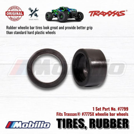 Traxxas Part #7799 Tires Rubber 2 Pcs fits Traxxas 7775X Wheelie Bar Wheels Maxx X-Maxx XRT Slash