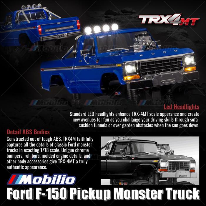 Traxxas 98044-1 TRX-4MT Ford F-150 Ranger XLT Pickup Monster Truck Bigfoot Skala 1/18 4X4 RTR Rakitan Lengkap Tahan Air TRX4MT Tanpa Klip