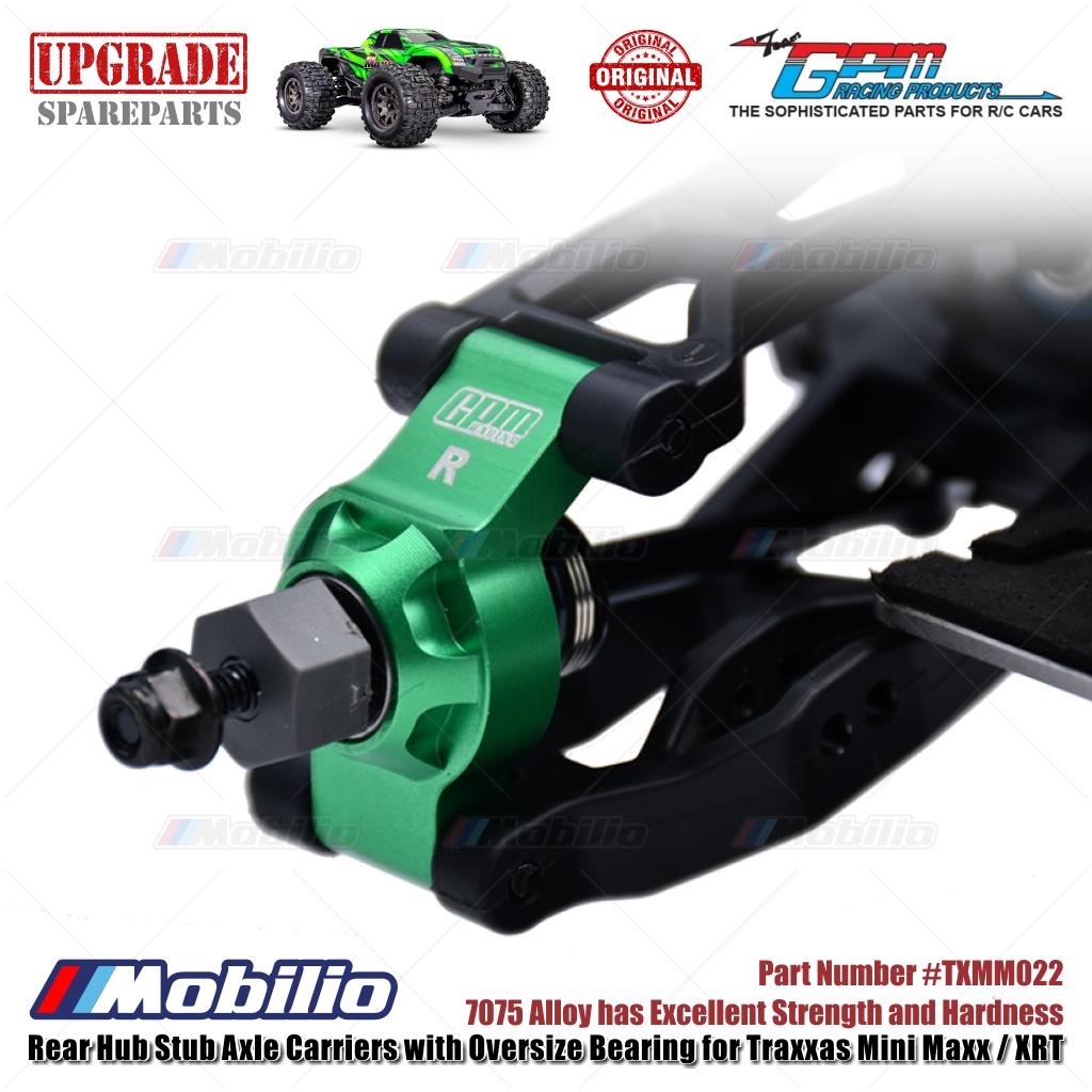 GPM Part #TXMM022 7075 Alloy Rear Hub Stub Axle Carriers with Oversize Bearing for Traxxas Mini Maxx / Mini XRT