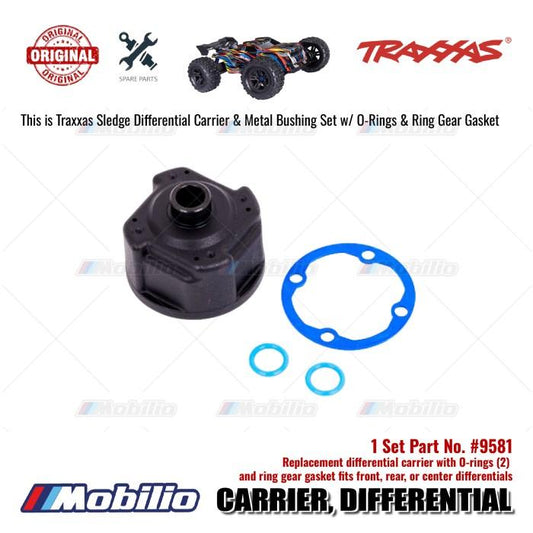 Traxxas Part #9581 Differential Carrier With O-Rings (2) and Ring Gear Gasket Fits Front Rear or Center Differentials for RC Sledge