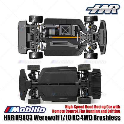HNR H9803 Werewolf 1/10 RC 4WD Brushless High-Speed Road Racing Car with Remote Control Flat Running and Drifting