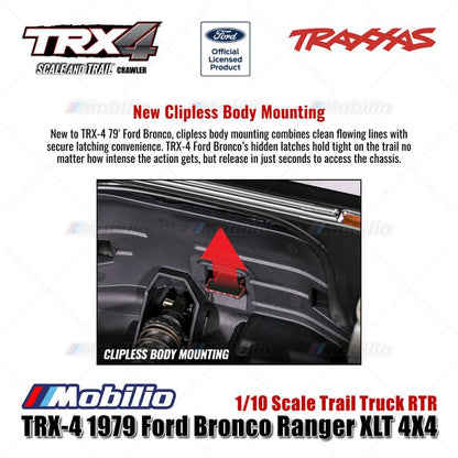 Traxxas TRX-4 1979 Ford Bronco Ranger 4X4 Skala 1/10 Truk Trail TRX4 RC Crawler Petualangan