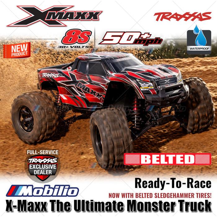 TRAXXAS 77096-4 Truk Monster X-maxx Xmaxx Skala 1/6 Baru dengan Ban Belted Sledgehammer, Motor Brushless 8s, Penggerak 4WD, TQI, TSM, Siap Pakai (RTR)