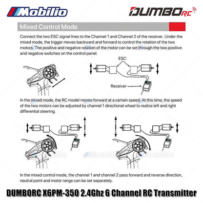Dumborc X6PM-350 2.4GHz 6CH Radio Transmitter RC with P6F P6FG Receiver for RC Vehicle Car Boat Tank Model Parts Portable Remote Controller