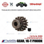 Traxxas Part #6489X 16-tooth pinion gear (1.0 metric pitch) fits 5 mm motor shafts and includes set screw for RC E-Revo Maxx Sledge X-Maxx XRT