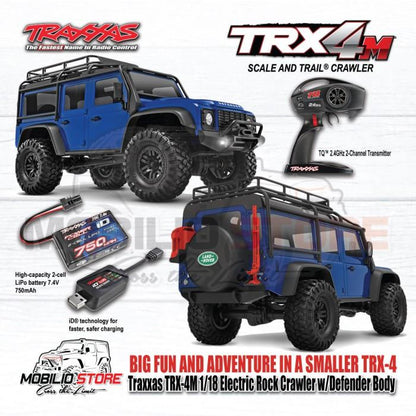 Traxxas 97054-1 TRX-4M 1/18 Mini Crawler Elektrik dengan Bodi Land Rover Defender Tanpa Klip
