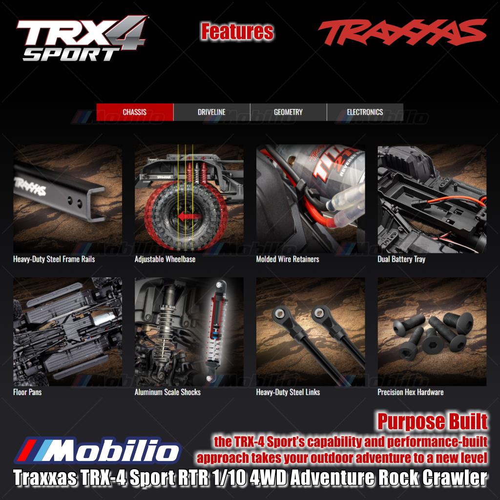 Traxxas 82224-4 TRX-4 Sport 1/10 Scale 4X4 Trail Truck Waterproof Electronics with TQ 2.4 GHz 2-Channel Radio System RTR