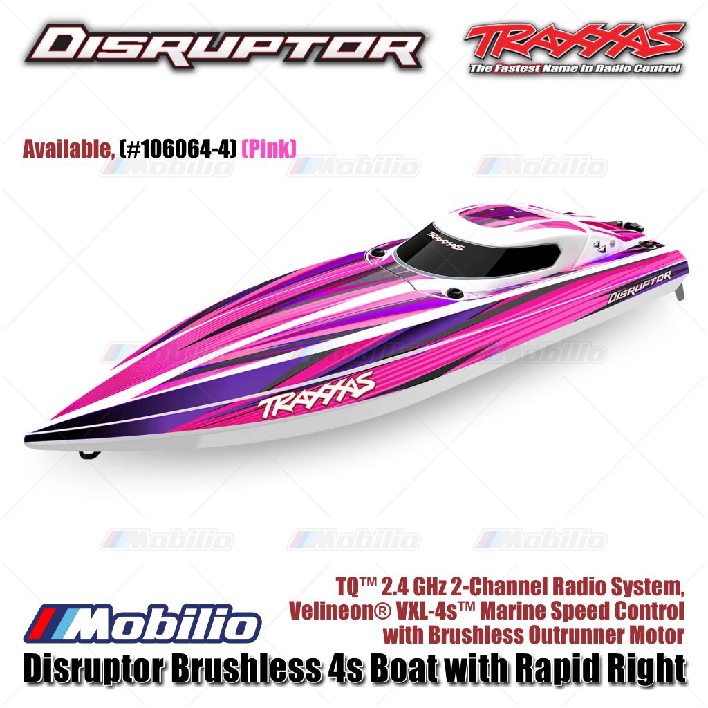 Traxxas 106064-4 Disruptor Brushless 4s Boat dengan Rapid Right Motor Outrunner Brushless RTR Kontrol Jarak Jauh untuk Air - Control