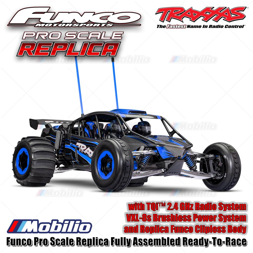 Traxxas 109076-4 Funco Pro Scale Replica Rakitan Lengkap Siap Balap (RTR) dengan Sistem Radio TQi 2.4 GHz, Sistem Tenaga Brushless VXL-8S, dan Bodi Clipless Replika Funco