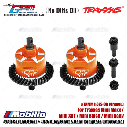 GPM Part #TXMM1137S 4140 Carbon Steel + 7075 Alloy Front & Rear Complete Differential for Traxxas Mini Maxx / Mini XRT / Mini Slash / Mini Rally Upgrade