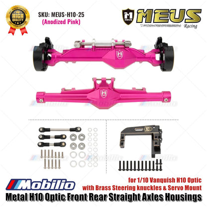 MEUS Racing Metal H10 Optic Front Rear Straight Axles Housings dengan Brass Steering Knuckles & Servo Mount MEUS-H10-25 untuk 1/10 Vanquish H10 Optic