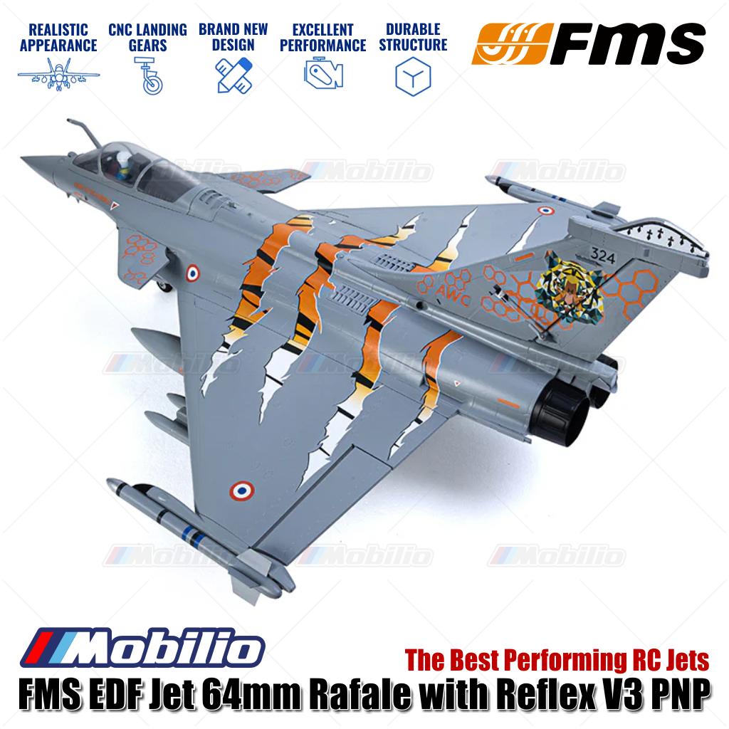 Jet FMS EDF 64mm Rafale dengan Reflex V3 PNP, Jet RC Berperforma Terbaik untuk Aero Modelling