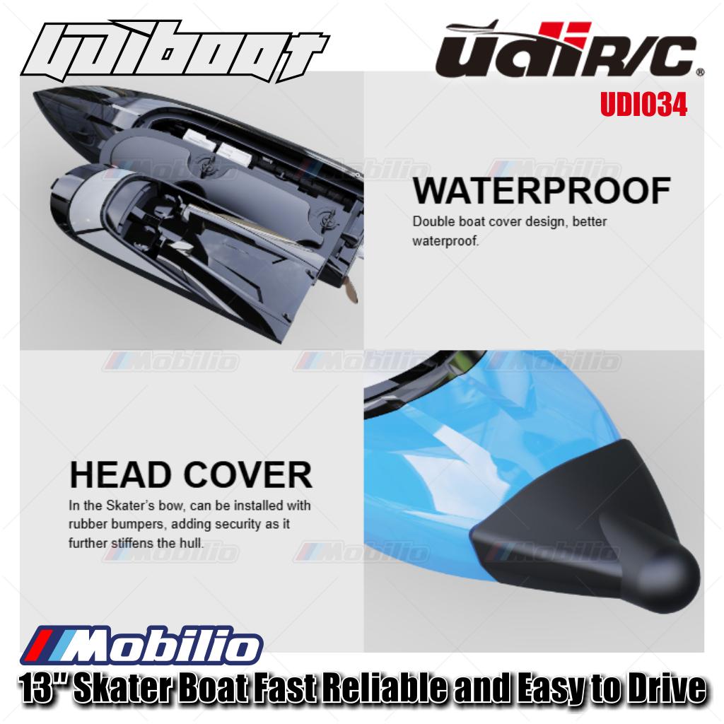 UDIR/C UDI034 13″ Skater Boat Fast Reliable and Easy to Drive Waterproof Self-Righting RC Kapal Perahu RTR
