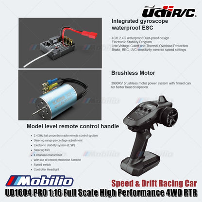 UDIR/C UD-1604 4WD 1/16 Racing Drift Rally Touring RC Car 2.4 GHz RTR