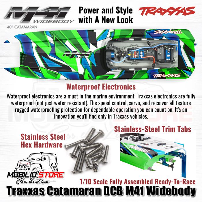 Traxxas 57046-4 Catamaran DCB M41 Brushless Widebody 1/10 Scale Assembled RTR dengan Motor Velineon 540 XL dan Kontrol Remote TQi 2.4 GHz