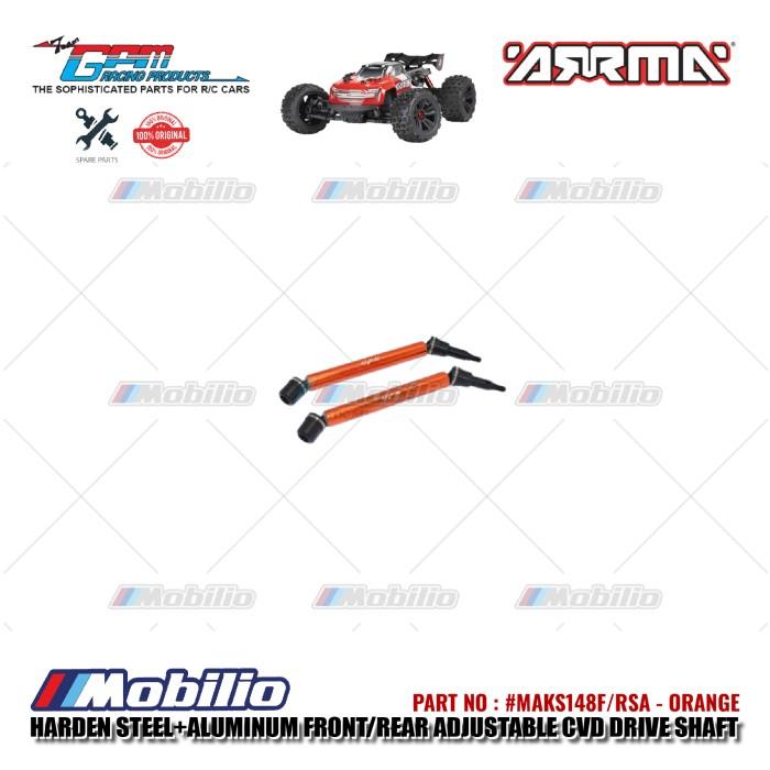 GPM Part #MAKS148F/RSA Hard Steel+Aluminum Front/Rear Adjustable CVD Drive Shaft RC Upgrade Arrma Kraton 4X4 4S BLX