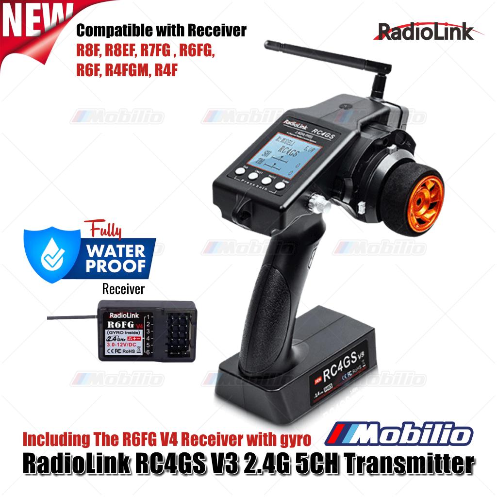 New Radiolink RC4GS V3 5Ch 2.4 GHz Receiver R6FG with Gyro Fast Respon Fully Waterproof Available