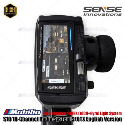 Sense Innovations S10 10-Channel Light Radio System Smart Remote Controller Transmitter Set S10TX +S10RX w/ Gyro
