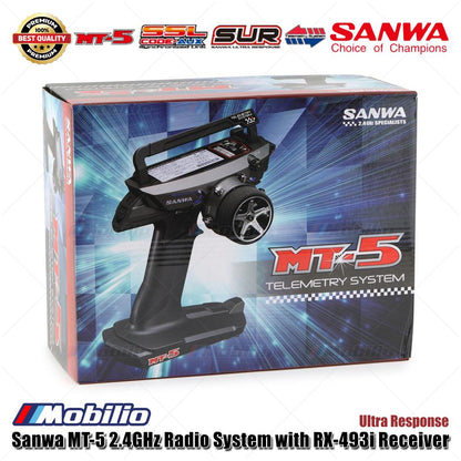 Sanwa MT-5 2.4GHz Radio System with RX-493i Receiver Ultra Response Remote Transmitter RC Car Boat