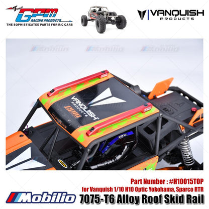 GPM Part #H10015TOP 7075-T6 Alloy Roof Skid Rail for Vanquish 1/10 H10 Optic Yokohama Sparco RTR