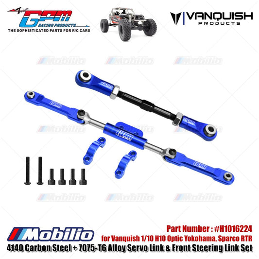 GPM Part #H1016224 4140 Carbon Steel + 7075-T6 Alloy Servo Link & Front Steering Link Set for Vanquish 1/10 H10 Optic Yokohama Sparco RTR