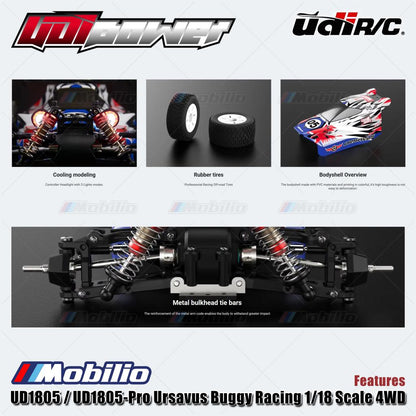 UDIR/C UD1805 / UD1805-Pro Ursavus Buggy Racing 1/18 Scale 4WD 2.4GHz ESP Gyro RC Car RTR